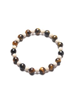 WooFree WooFree Balance Bracelet 8 mm Blue Yellow Tiger Eye and 6 mm White Turquoise Natural Stone Healing Elastic Yoga Unisex Bracelet  - Image 1