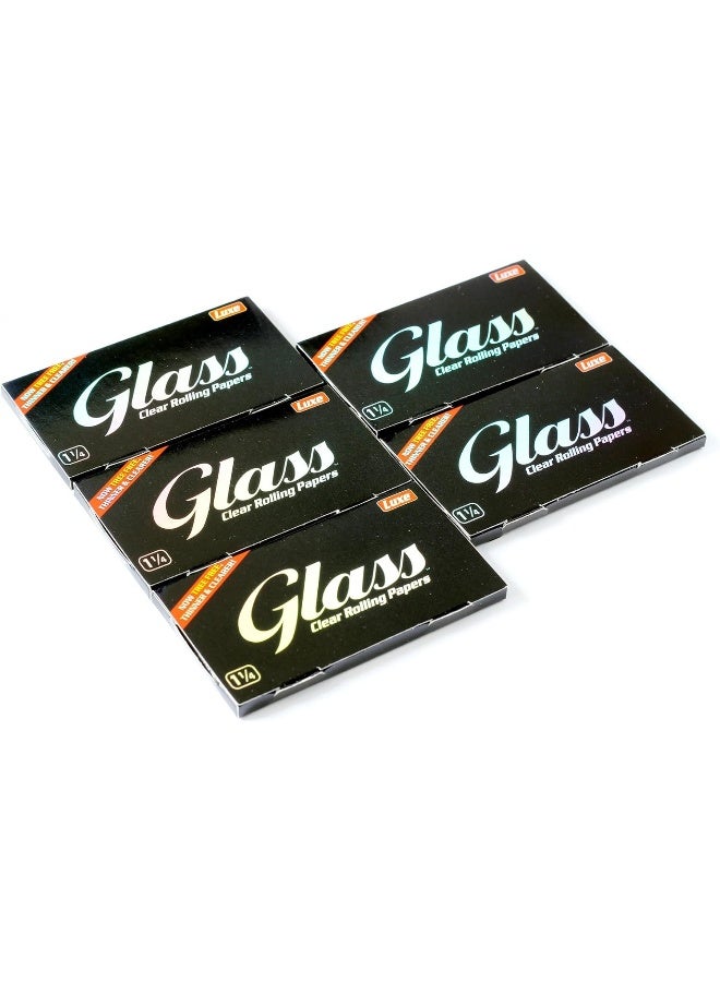 Glass 5 booklets x Clear Rolling paper size 1 1/4-100% Natural - 250 papers