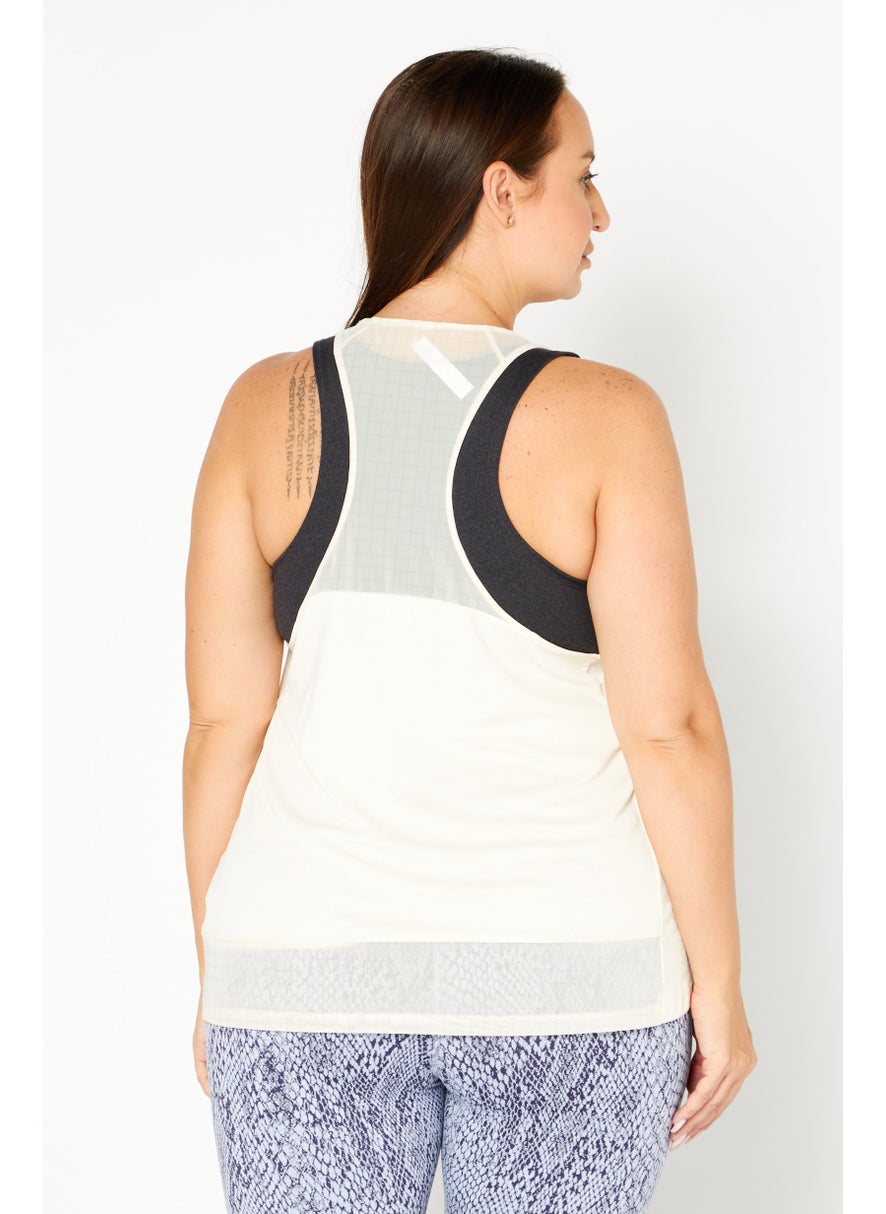 Adidas - Women Plus Size Sleeveless Brand Logo Tank Top, Beige - Image 1