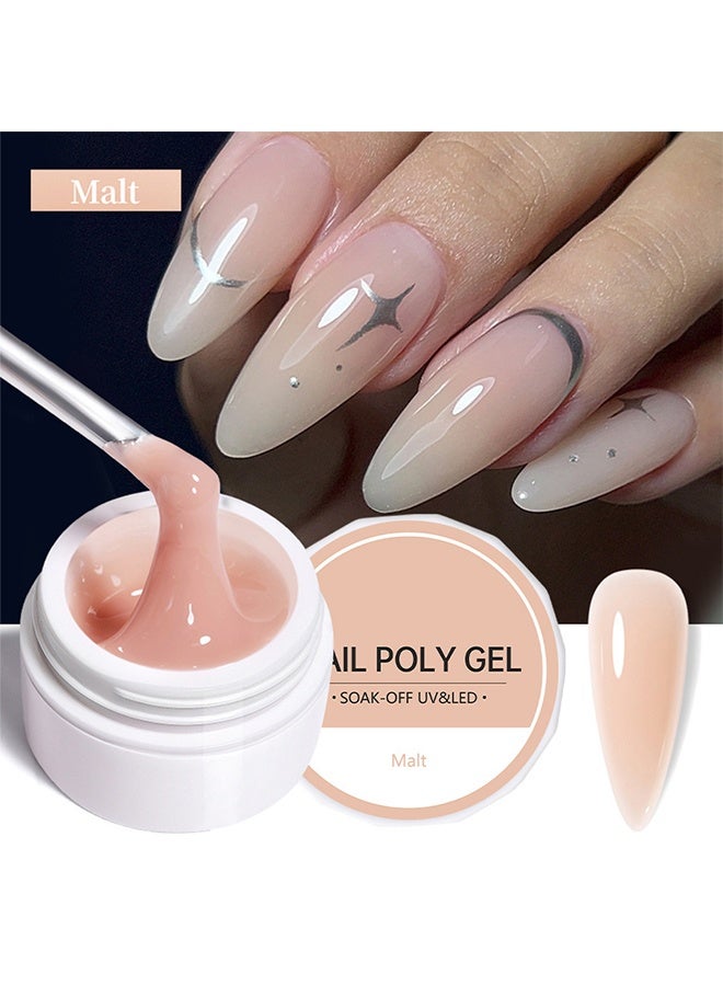 Beauty Body Nail Poly Gel - UV/LED Camouflage Builder Gel for Nail Extension/Strengthening , Nail Sculpting Gel, Non-Sticky Hand Solid Builder Gel, Upgrade Hard Nail Extension Gel, 3D Sculpting Gel For Nail Art Design Salon Nail Art #Malt - Image 2