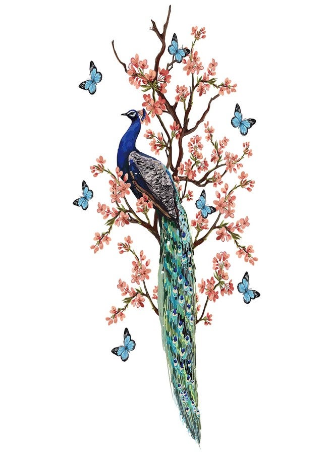 WOYINIS Romantic Flower Peacock Wall Stickers Butterflies Cherry Blossom Branch Wall Decals Animal Bird Removable Peel & Stick Living Room Bedroom Home Wall Décor - Image 2