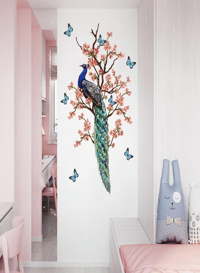 WOYINIS Romantic Flower Peacock Wall Stickers Butterflies Cherry Blossom Branch Wall Decals Animal Bird Removable Peel & Stick Living Room Bedroom Home Wall Décor - Image 4