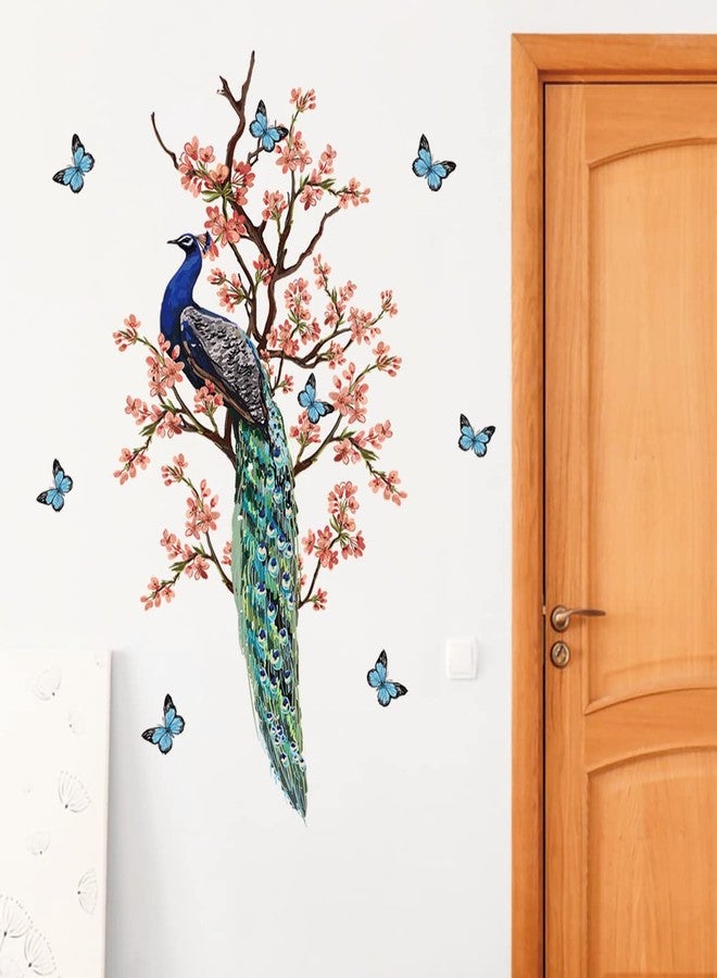 WOYINIS Romantic Flower Peacock Wall Stickers Butterflies Cherry Blossom Branch Wall Decals Animal Bird Removable Peel & Stick Living Room Bedroom Home Wall Décor - Image 5