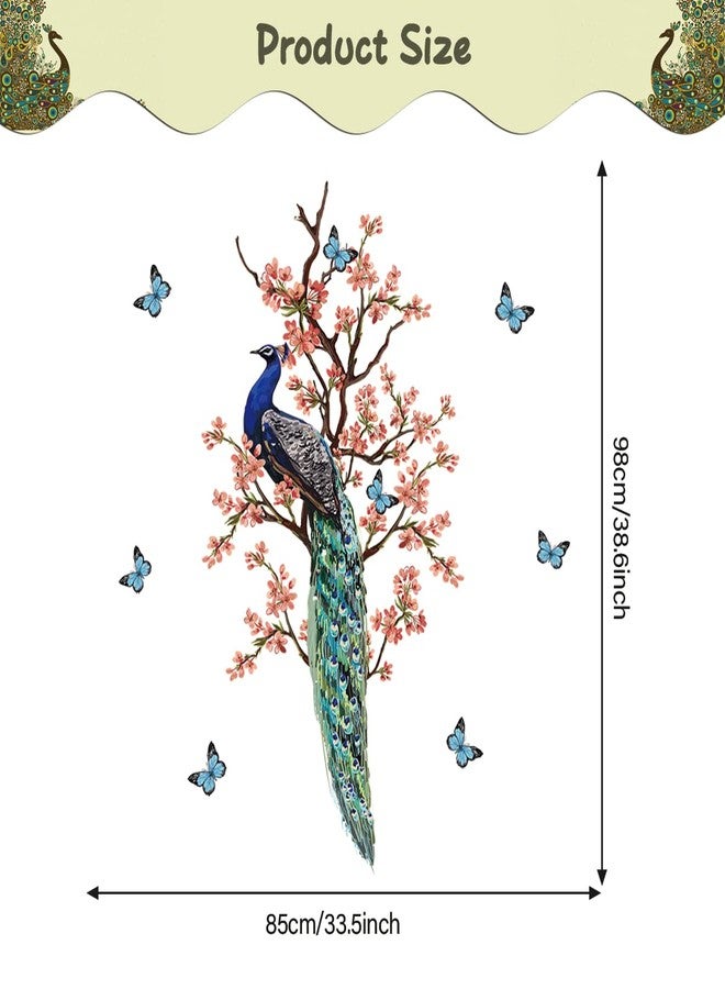 WOYINIS Romantic Flower Peacock Wall Stickers Butterflies Cherry Blossom Branch Wall Decals Animal Bird Removable Peel & Stick Living Room Bedroom Home Wall Décor - Image 3