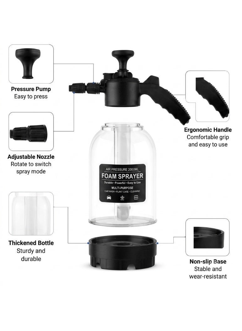 Herista 2L Hand Pressure Foam Sprayer for Car Wash, Home & Garden - Image 5