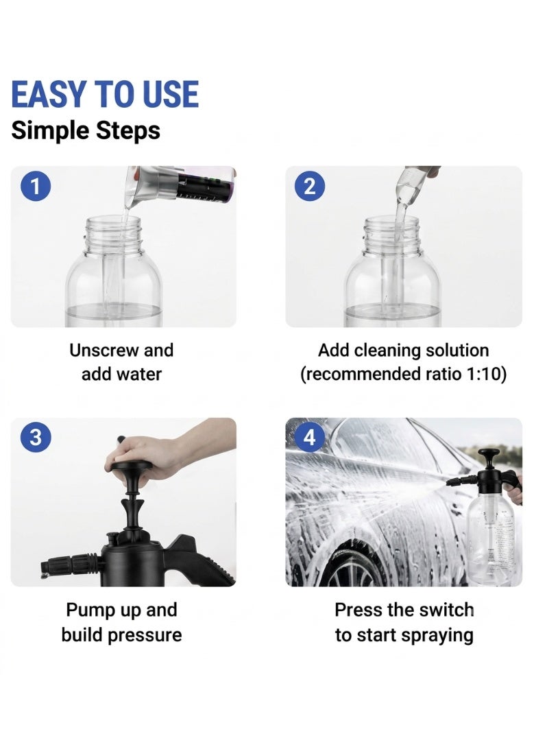 Herista 2L Hand Pressure Foam Sprayer for Car Wash, Home & Garden - Image 3