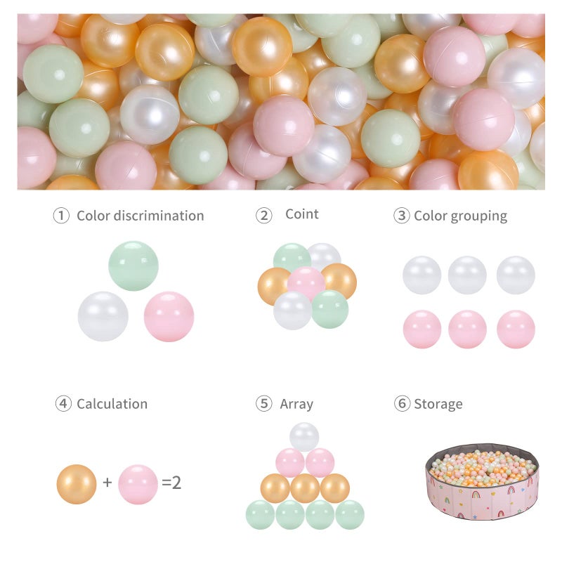 GOGOSO Ball Pits Balls Toddlers 50 100 200 500 Plastics Shape Ball Non-Phthalate Non-BPA Non-Toxic 2.2-Inch Crush Proof Play Balls Daisy Colors  50 Balls - Image 3