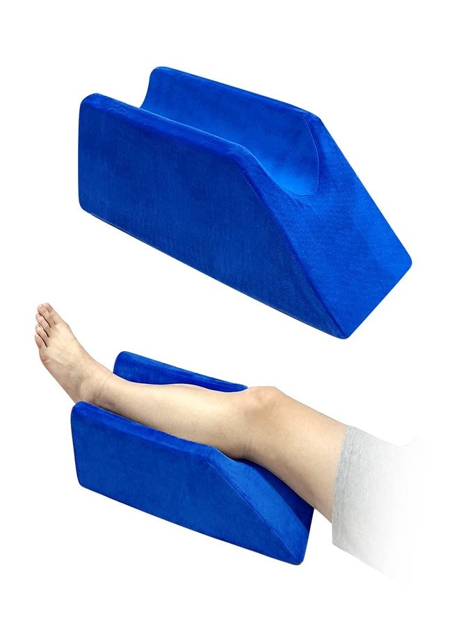 Zelen Leg Elevation Pillow Wedge Knee Foam for Sleeping Ankle Post Surgery Foot Leg Rest Pillows Knee Support Cushion Medical Pillow Leg Elevator Bed Positioning Wedge Surgery Recovery (Blue, 50cm Long) - Image 1