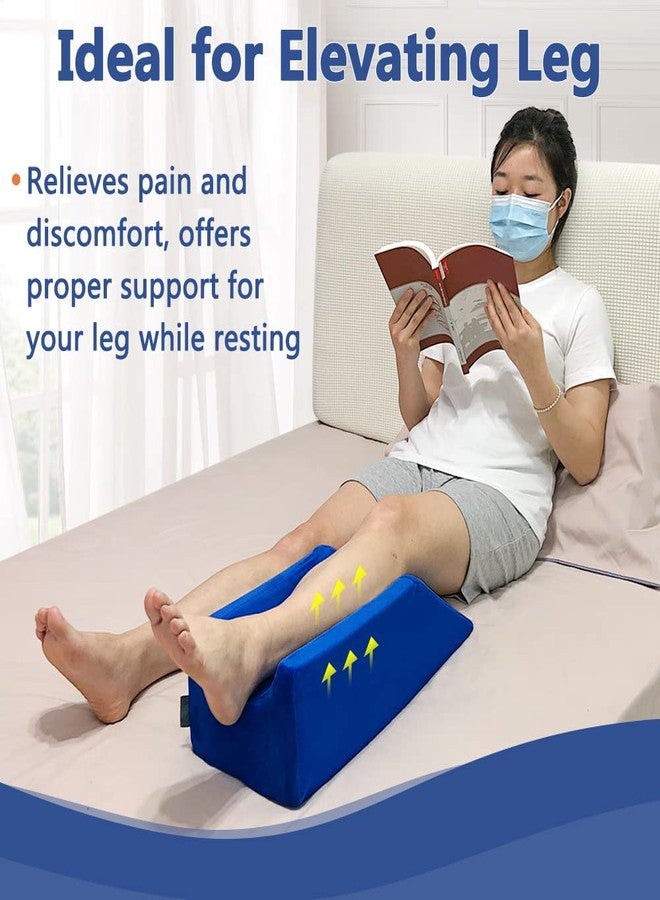 Zelen Leg Elevation Pillow Wedge Knee Foam for Sleeping Ankle Post Surgery Foot Leg Rest Pillows Knee Support Cushion Medical Pillow Leg Elevator Bed Positioning Wedge Surgery Recovery (Blue, 50cm Long) - Image 2