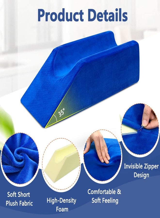 Zelen Leg Elevation Pillow Wedge Knee Foam for Sleeping Ankle Post Surgery Foot Leg Rest Pillows Knee Support Cushion Medical Pillow Leg Elevator Bed Positioning Wedge Surgery Recovery (Blue, 50cm Long) - Image 5