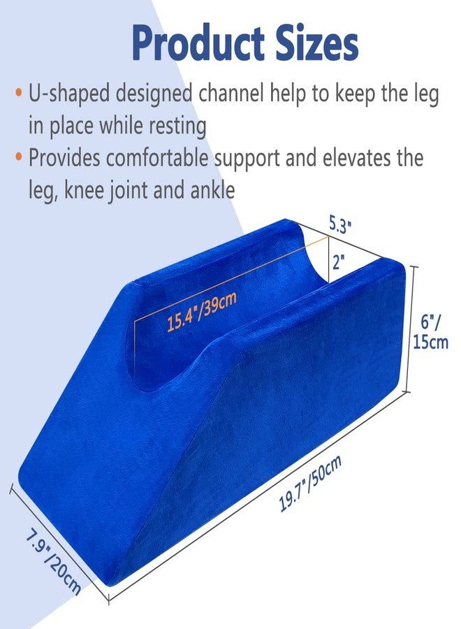 Zelen Leg Elevation Pillow Wedge Knee Foam for Sleeping Ankle Post Surgery Foot Leg Rest Pillows Knee Support Cushion Medical Pillow Leg Elevator Bed Positioning Wedge Surgery Recovery (Blue, 50cm Long) - Image 4