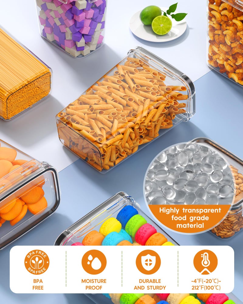 KEMETHY Airtight Food Storage Containers with Lids, 15 PCS Kitchen and Pantry Organization Canisters, BPA-Free, PVC-Free, Food-grade Plastic Leak-proof Jars for Cereal, Flour, Sugar, Extra 24 Labels & Marker - Image 4