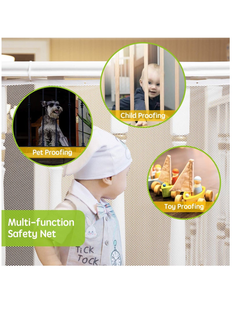 Child Safety Net Durable Banister Guard for Baby Safety Stairs Railing Balcony Cribs, Banister Stair Protective Mesh Baby Proofing, Easy to Install Stair Netting for Kids Pets Toys - (300cmx79cm) White - Image 5