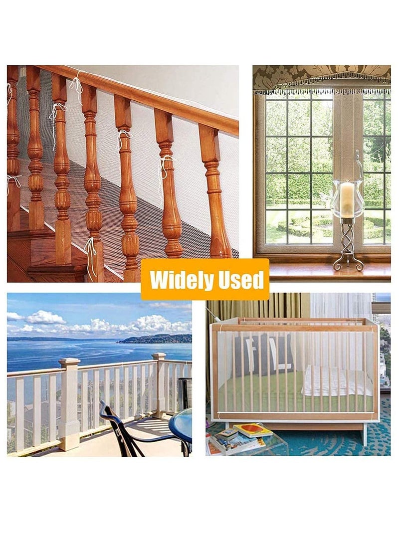 Child Safety Net Durable Banister Guard for Baby Safety Stairs Railing Balcony Cribs, Banister Stair Protective Mesh Baby Proofing, Easy to Install Stair Netting for Kids Pets Toys - (300cmx79cm) White - Image 4