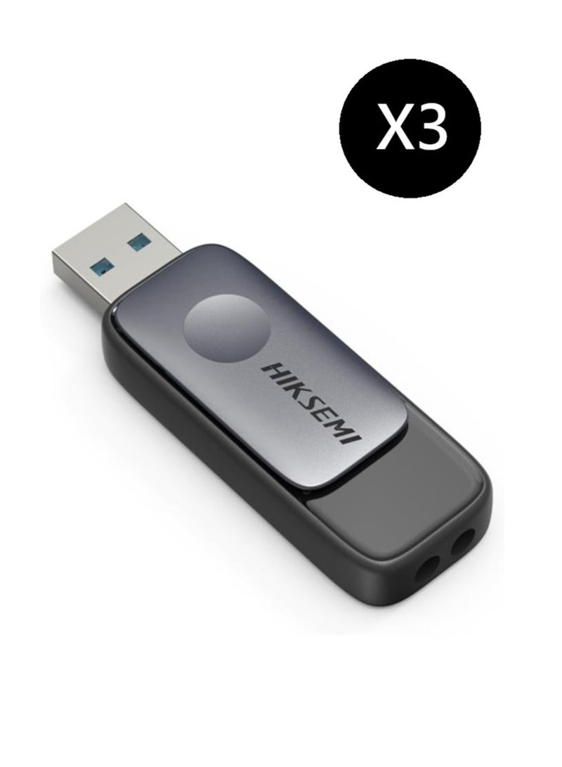 HIKSEMI Bundle Of 3 16GB USB 3.2 Flash Drive, Black (HS-USB-M210S 16G U3)