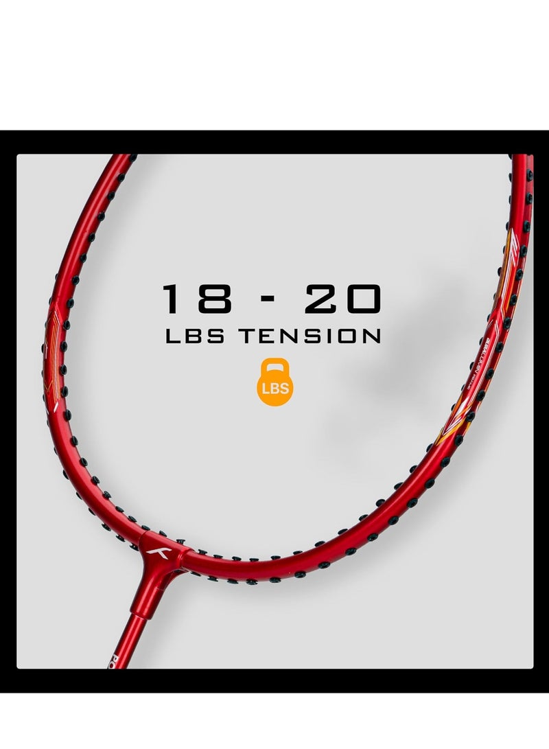 هندرد مضرب كرة الريشة Powertek 200 PRO مع غطاء للرأس | الحجم: قياسي، حجم المقبض: G5 | موتر | المادة: الألومنيوم | للاعبين المتوسطين | 92 جرام | الحد الأقصى لشد السلسلة - 18-20 رطلاً - Image 3