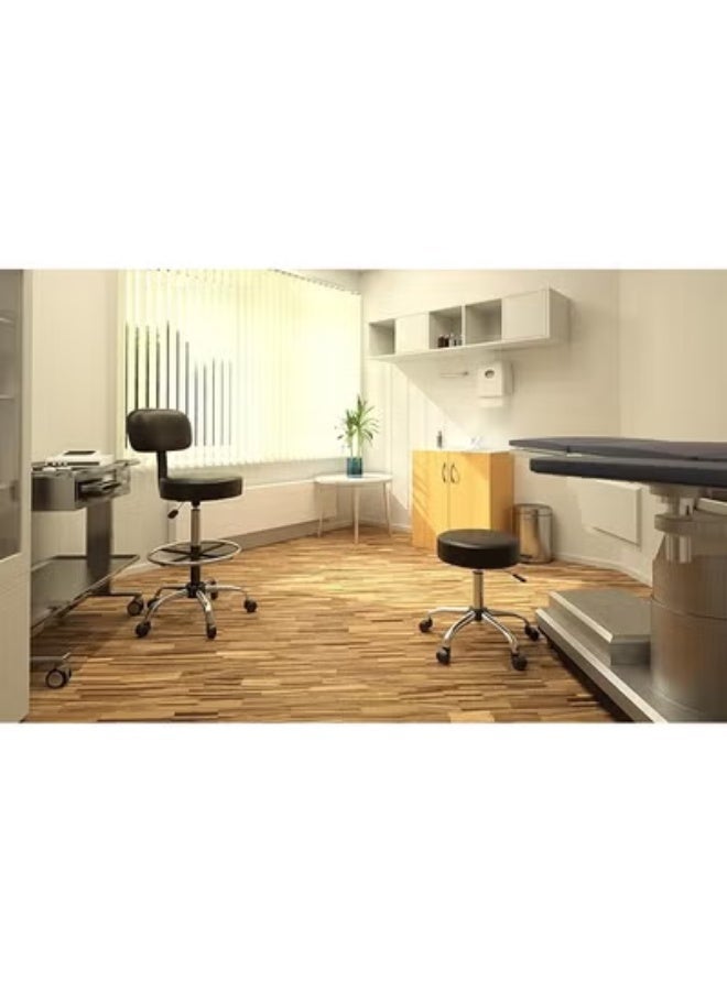 Comfortable medical chair for clinics and health centers with backrest - Height-adjustable swivel seat - Premium vinyl upholstery for salons, laboratories, and offices - Sturdy base with casters - Black - Image 4