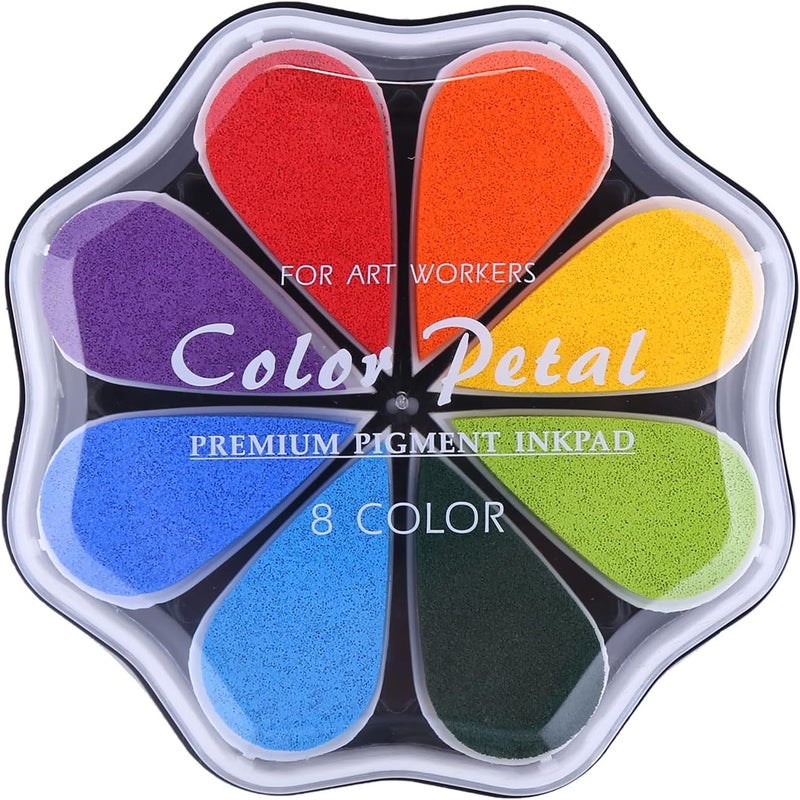 YPSelected Petal Ink Pads for Rubber Stamps Waterdrop Shaped Stamp Pads with 8 Assorted Colors (Set 1001) - Image 1