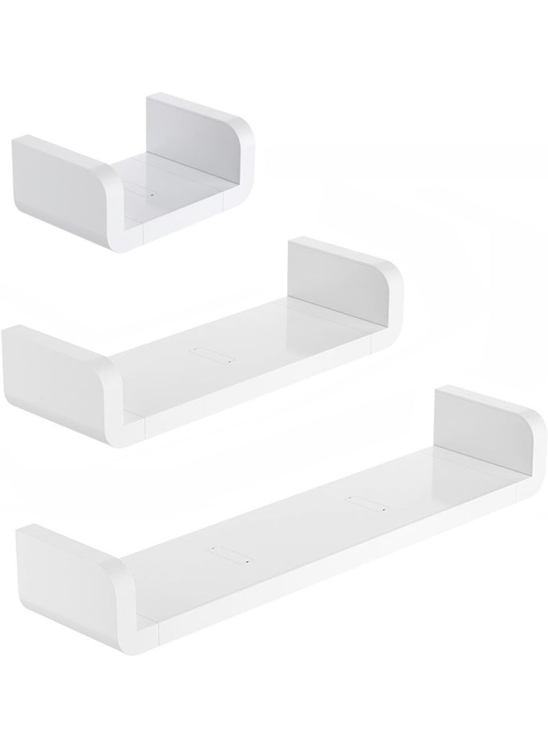 U-HOOME Adhesive Floating Shelves on wall Non-Drilling, Set of 3 Wall Mounted Shelf, Display Picture Ledge Shelf Book Shelf U Bathroom Shelf Organizer Shelf Wall Shelves for Home/Bathroom Storage - Image 1