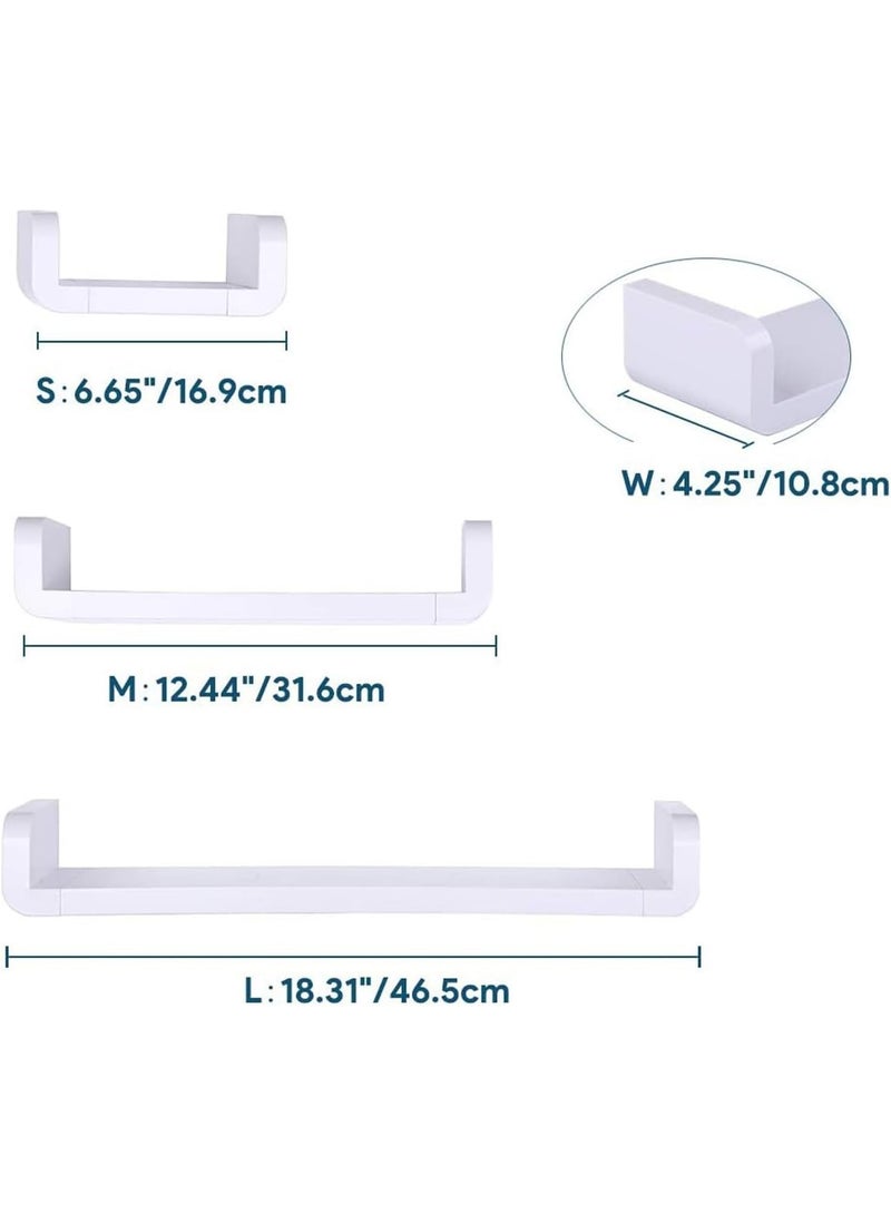U-HOOME Adhesive Floating Shelves on wall Non-Drilling, Set of 3 Wall Mounted Shelf, Display Picture Ledge Shelf Book Shelf U Bathroom Shelf Organizer Shelf Wall Shelves for Home/Bathroom Storage - Image 2