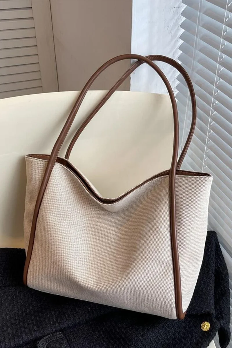 باهلس Brown Detailed Canvas Shoulder Bag with Strap