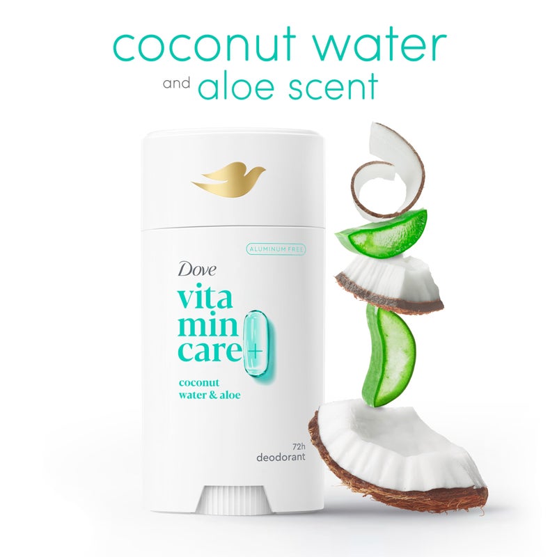 Dove VitaminCare+ Aluminum Free Deodorant Stick Coconut Water & Aloe for 72H Odor Protection Breathable Deodorant for Women 2.6 oz - Image 3
