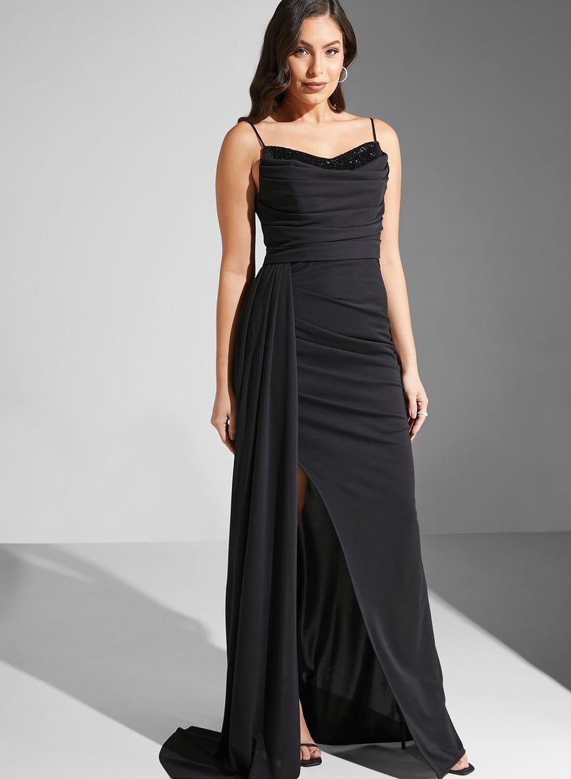 Khizana Cowl Neck Slit Dress  - Image 1