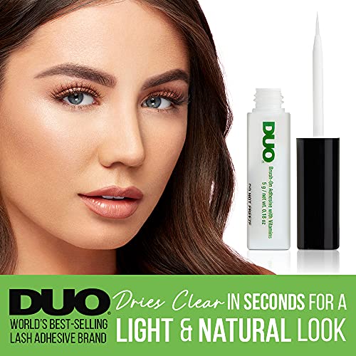 DUO Brush-On Clear Lash Glue –Waterproof Strip Lash Adhesive with Vitamins A, C & E, Long Lasting Eyelash Glue, 0.18 oz, 2 Pack - Image 2