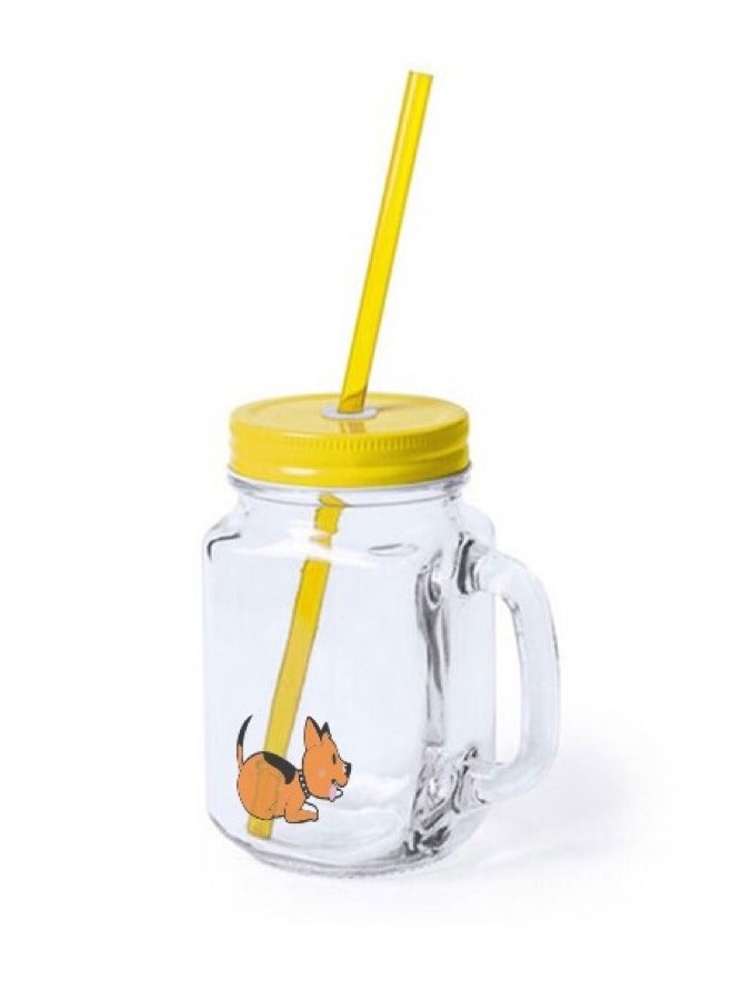Biggdesign Lemonade Jar, Juice Glass Jar, Mojito Mug with Handle, 500ml, Watertight, Leak-proof, Stylish Juice Glass, Mason Drinking Jar, Old Fashioned Glass  - Image 4