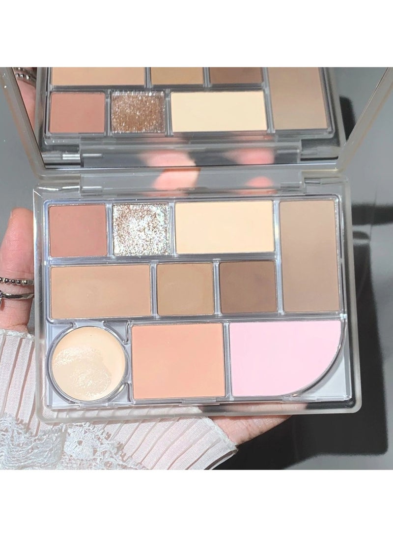 KASTWAVE Makeup Palette - All-in-One 10-Color Conceal, Contour, Blush, Eyeliner, and Eyeshadow Palette with Mirror. Highly Pigmented Matte. Warm Nude and Bronze Tones for a Natural Look. - Image 1