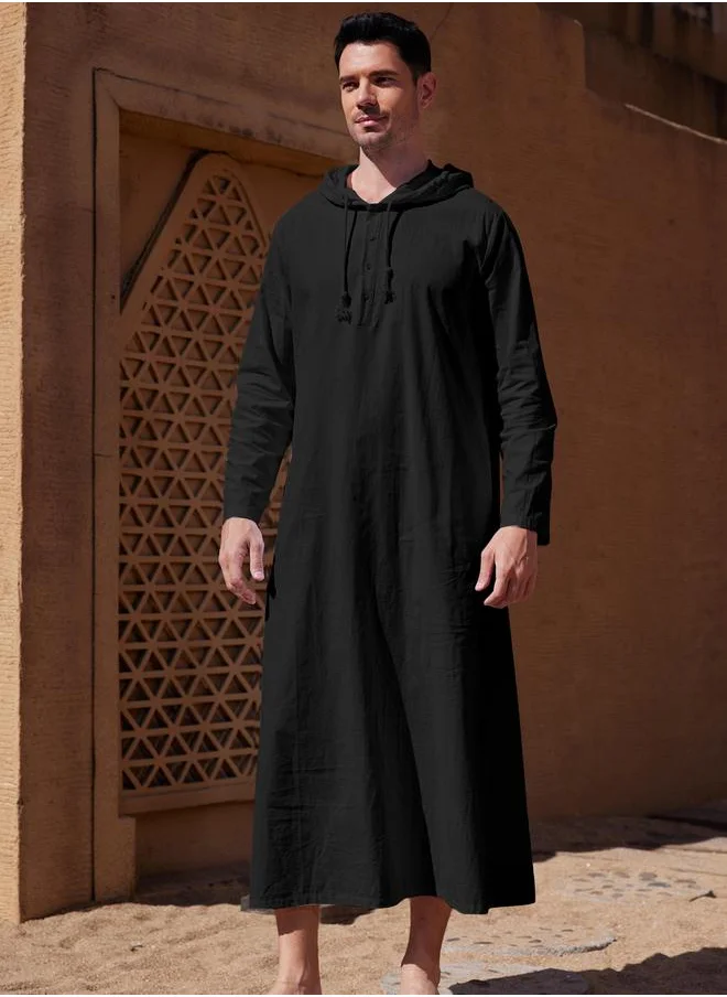 تايك تو Take Two Solid Hooded Long Sleeve Longline Robe