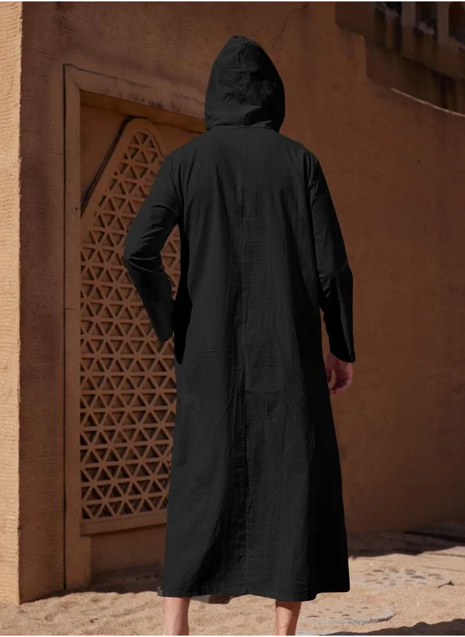 تايك تو Take Two Solid Hooded Long Sleeve Longline Robe