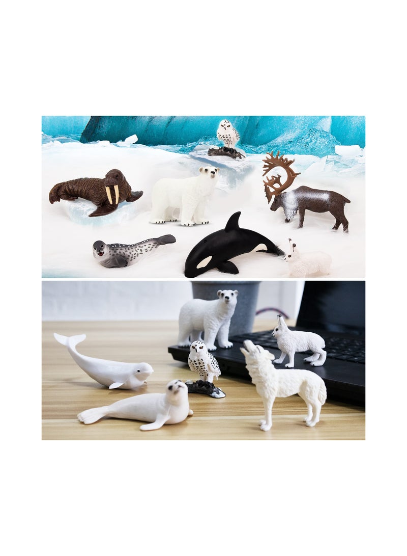 10Pcs Arctic Animal Figurines Set for Kids Realistic Polar Bear Whale Caribou Toy Cake Topper Gift 2-7Inch - Image 3