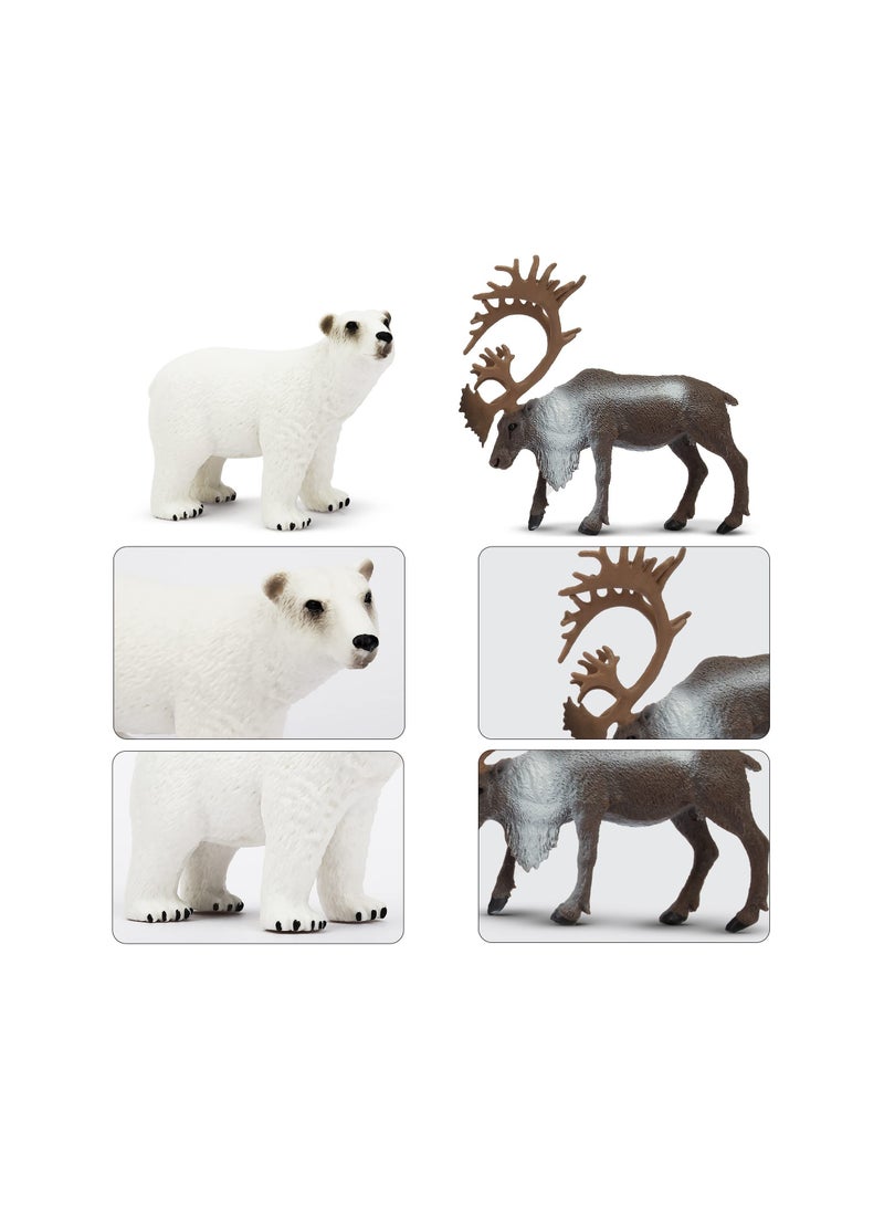 10Pcs Arctic Animal Figurines Set for Kids Realistic Polar Bear Whale Caribou Toy Cake Topper Gift 2-7Inch - Image 5