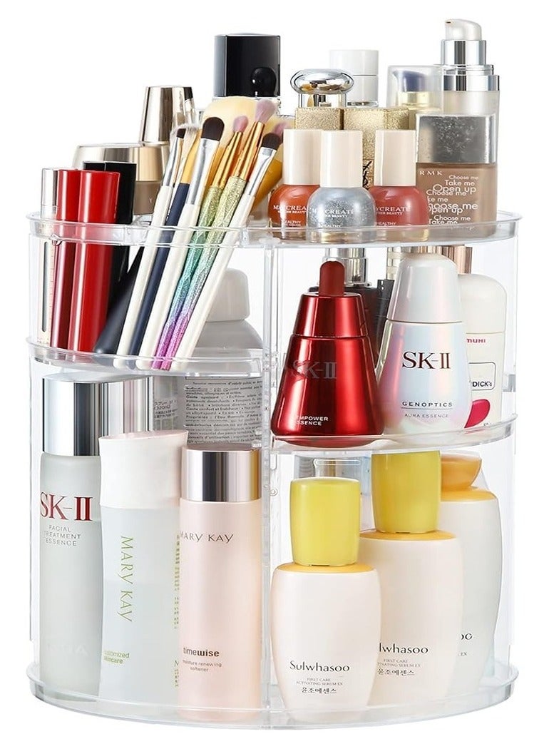 Generic Makeup Organizer, 360° Rotating Adjustable Acrylic Cosmetic Display Case, 6 Layers Large Capacity Makeup Storage for Perfume, Makeup Brushes, Lipsticks and More, Clear - Image 1