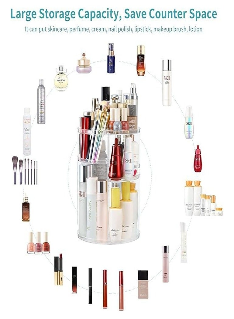 Generic Makeup Organizer, 360° Rotating Adjustable Acrylic Cosmetic Display Case, 6 Layers Large Capacity Makeup Storage for Perfume, Makeup Brushes, Lipsticks and More, Clear - Image 3