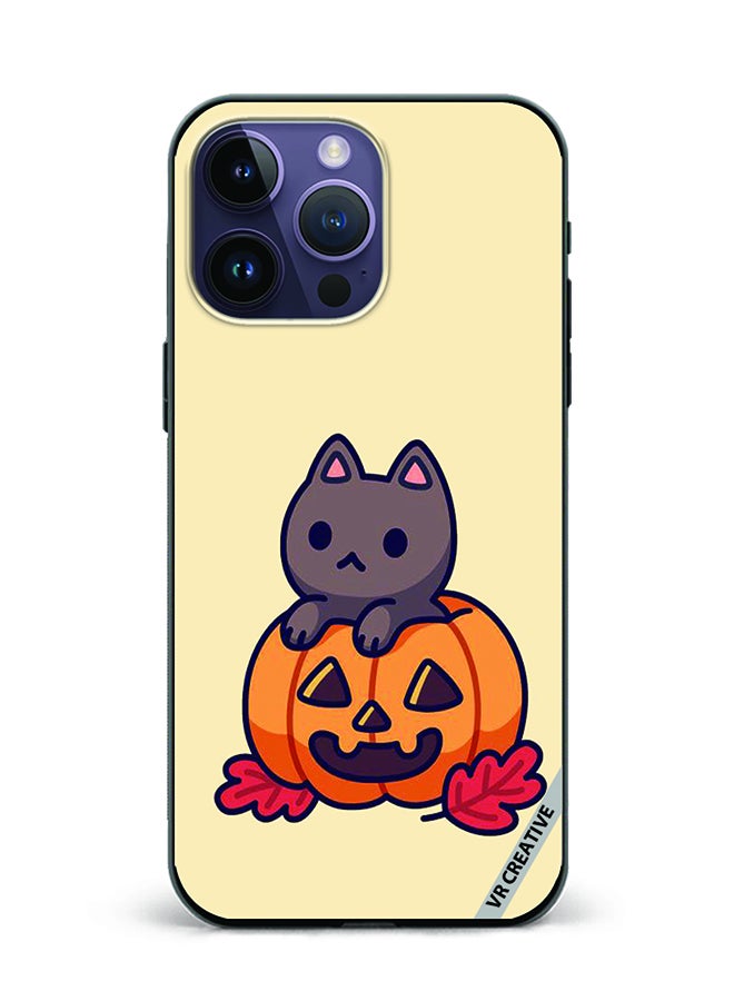 VR CREATIVE Protective Case Cover For Apple iPhone 15 Pro Cat In A Pumpkin Design Multicolour - Image 1