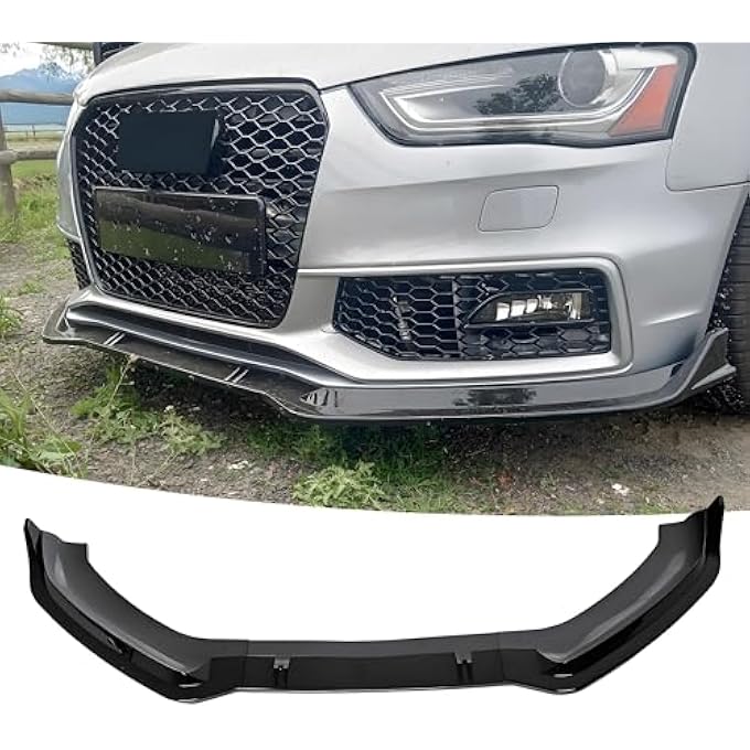 NeespoC Front Bumper Lip Splitter Spoiler Fit for Audi S5/ A5 S-Line/ A5 B8 B8.5 2008-2017 + S4/ A4 S-Line/ A4 B8 B8.5 2008-2016, 3pcs Accessories Air Chin Body Kit (Gloss Black) - Image 1