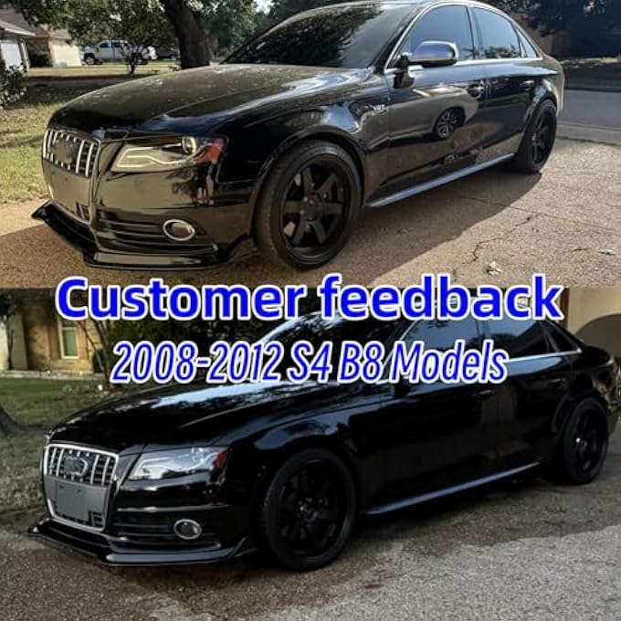 NeespoC Front Bumper Lip Splitter Spoiler Fit for Audi S5/ A5 S-Line/ A5 B8 B8.5 2008-2017 + S4/ A4 S-Line/ A4 B8 B8.5 2008-2016, 3pcs Accessories Air Chin Body Kit (Gloss Black) - Image 4
