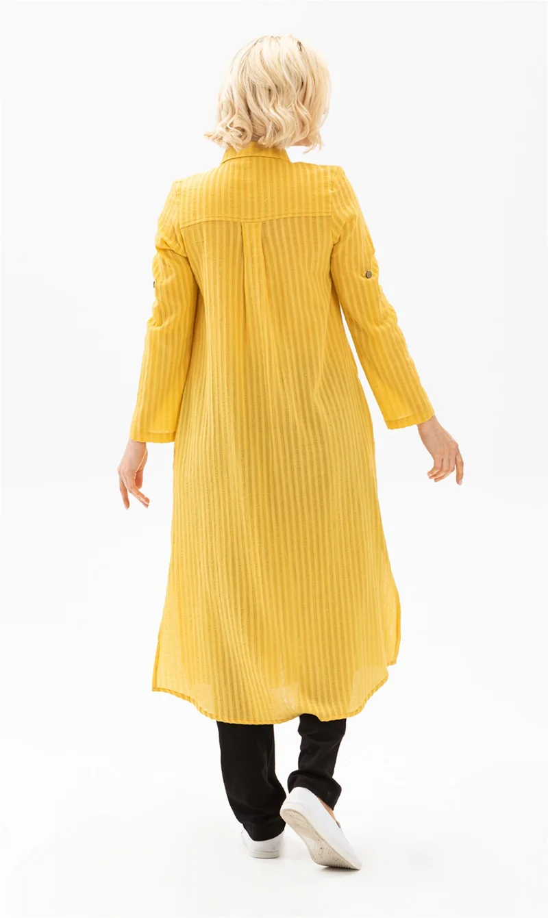 Eliş Şile Bezi Long Sleeve Collar Seeker Tunic Yellow Yellow