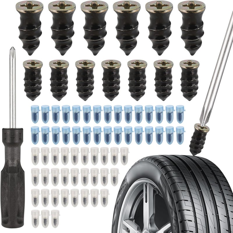 Zocipro 60-Piece Tubeless Tyre Repair Kit with Screwdriver for Cars and Motorcycles - Image 1