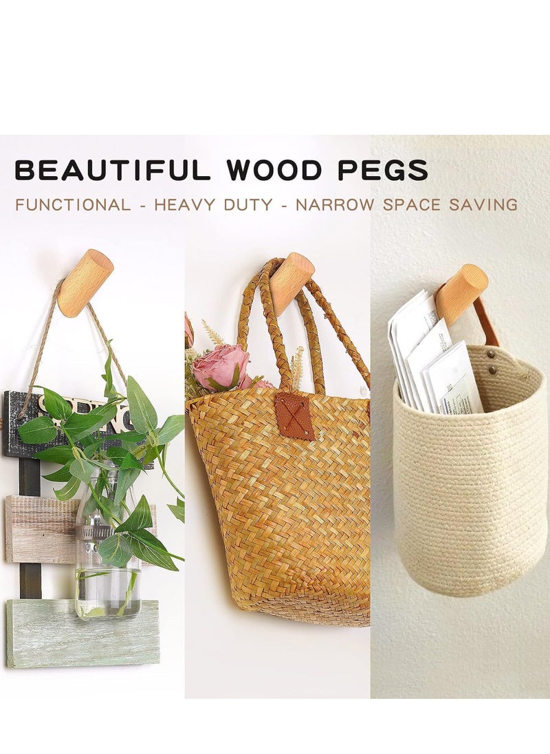 RATSAW - 4 Pack Wood Wall Hooks Mounted Heavy Duty Wooden Coat Robe Hooks Hat Rack Towels Clothes Hanger - Image 1