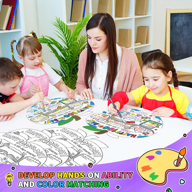 Hedeey Happy 100th Day of School Coloring Posters 100 Days of School Activities Poster for Kids Student Classroom Supplies (40Pcs 11 X 11Inch) - Image 4