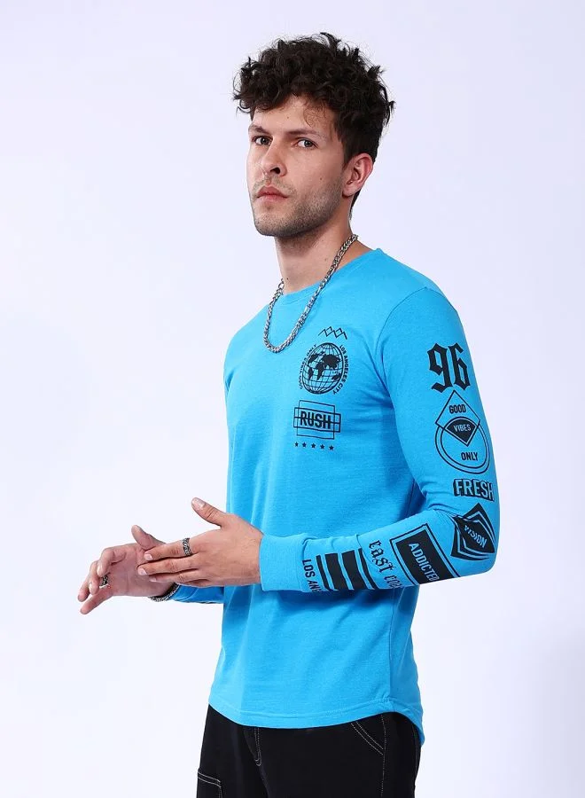 شركة المرآب الهندية Men Slim Fit Placement Print Round Neck Tshirt