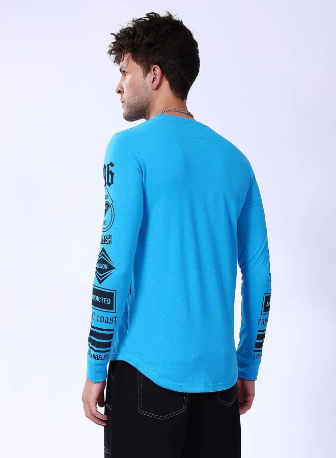 شركة المرآب الهندية Men Slim Fit Placement Print Round Neck Tshirt