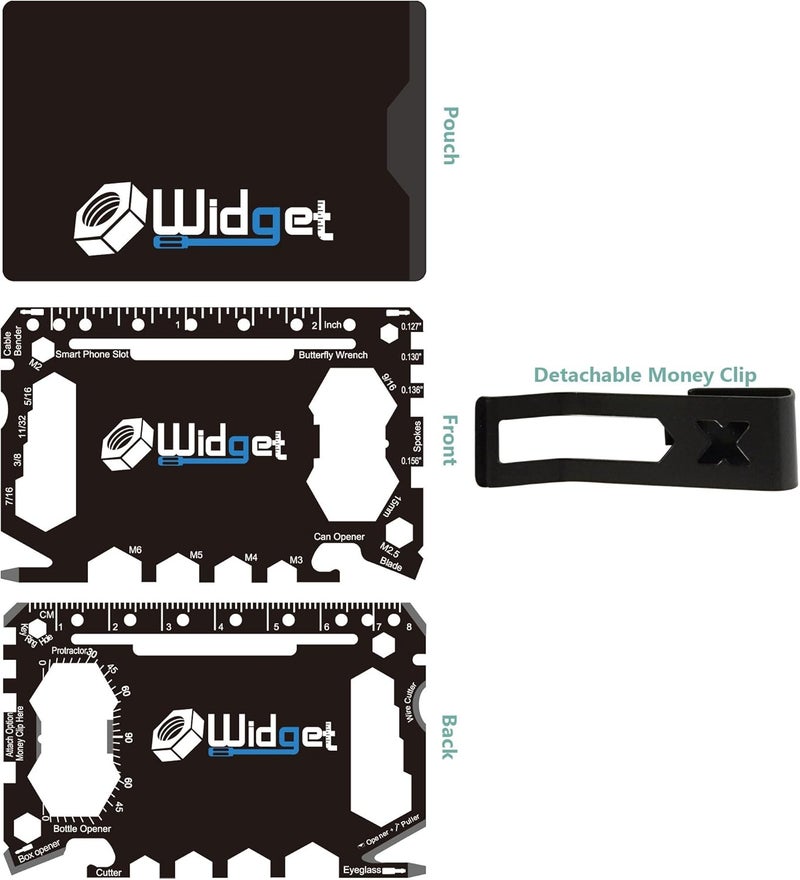 W4W , Multi purpose survival Pocket tool - 43 in 1 - credit card wallet size Ninja Multitool With Money Clip (Black) - Image 2