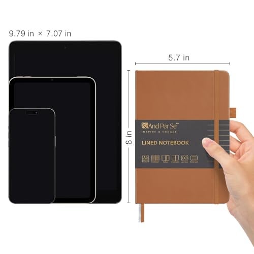 &And Per Se ⩓ Per Se Lined Journal Notebook, 160 Pages, A5 5.7 x 8 inches College Ruled Thick Paper Notebook Journals for Writing, Hardcover Notebooks for Women Men Office School (1 Pack, Light Brown) - Image 3