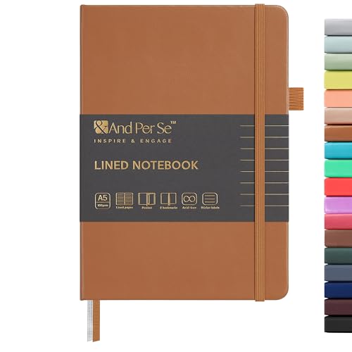 &And Per Se ⩓ Per Se Lined Journal Notebook, 160 Pages, A5 5.7 x 8 inches College Ruled Thick Paper Notebook Journals for Writing, Hardcover Notebooks for Women Men Office School (1 Pack, Light Brown) - Image 1