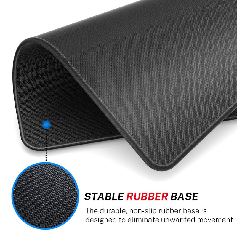 MROCO Mouse Pad [30% Larger] with Anti-Fray Stitched Edges, Premium-Textured Waterproof Surface, Non-Slip Rubber Base, Computer & Gaming Mouse Mat for Laptop, Office & Home, Black Topographic - Image 4