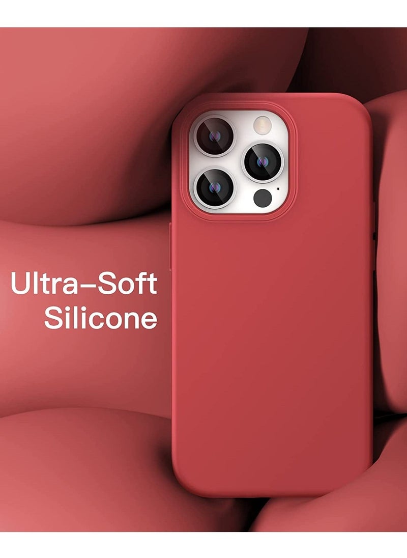Raxoom Silicone Case for iPhone 14 Pro 6.1-Inch, Silky-Soft Touch Full-Body Protective Phone Case, Shockproof Cover with Microfiber Lining (Red) - Image 3